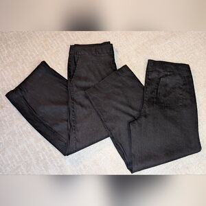 Chico's Stretch Linen Pull-On Black Wide Leg Pants, size 14